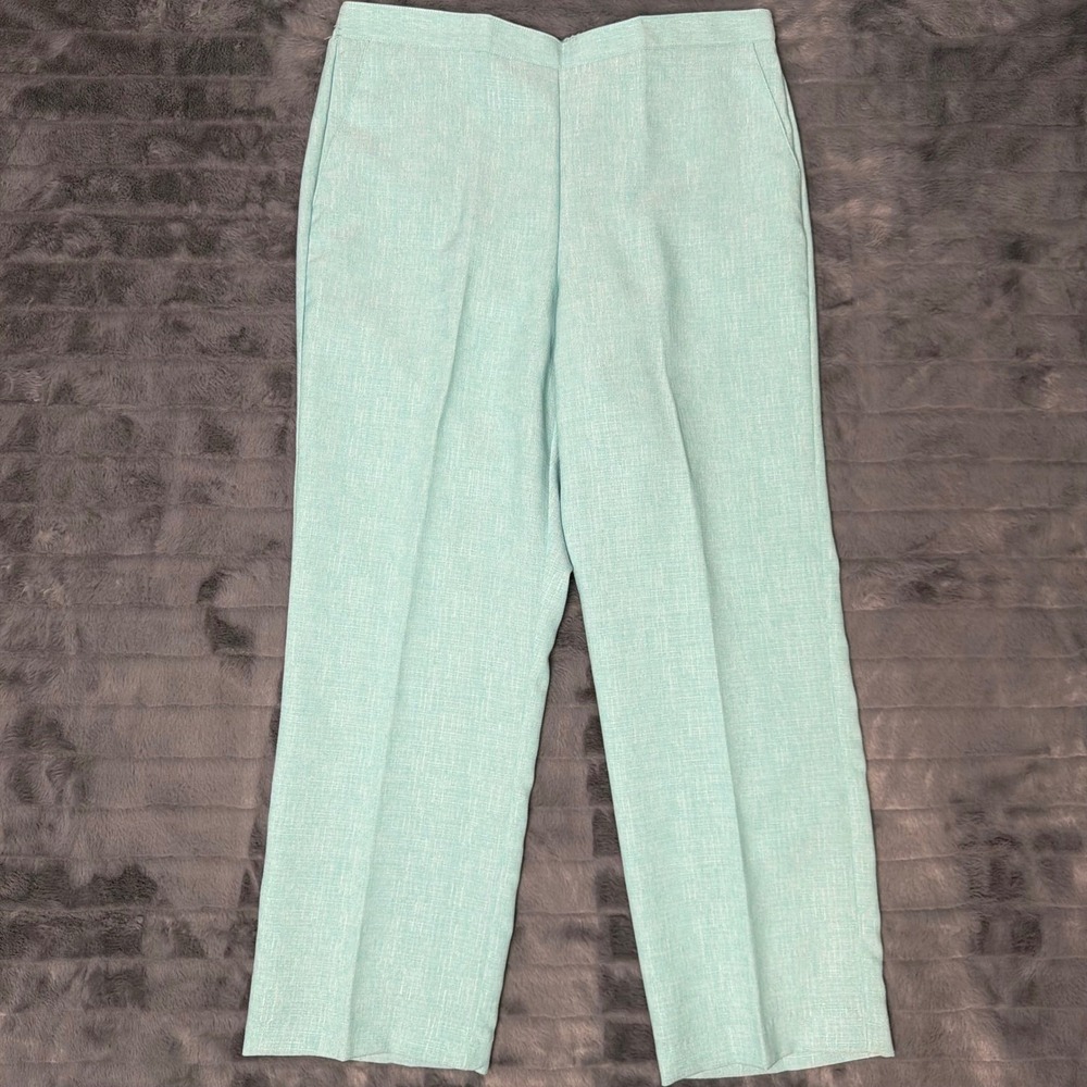 Alfred Dunner Seafoam Green Classic Fit Versailles Pants Size 14 Short 55100 NZ